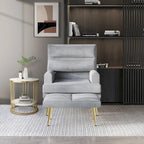 Fauteuil d'appoint en velours CraftPorch avec ottoman et pieds dorés modernes