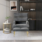 Fauteuil d'appoint en velours CraftPorch avec ottoman et pieds dorés modernes