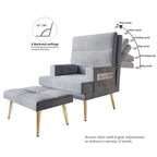 Fauteuil d'appoint en velours CraftPorch avec ottoman et pieds dorés modernes