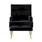 Fauteuil d'appoint en velours CraftPorch avec ottoman et pieds dorés modernes