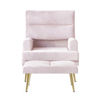 Fauteuil d'appoint en velours CraftPorch avec ottoman et pieds dorés modernes