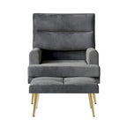 Fauteuil d'appoint en velours CraftPorch avec ottoman et pieds dorés modernes