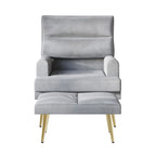 Fauteuil d'appoint en velours CraftPorch avec ottoman et pieds dorés modernes