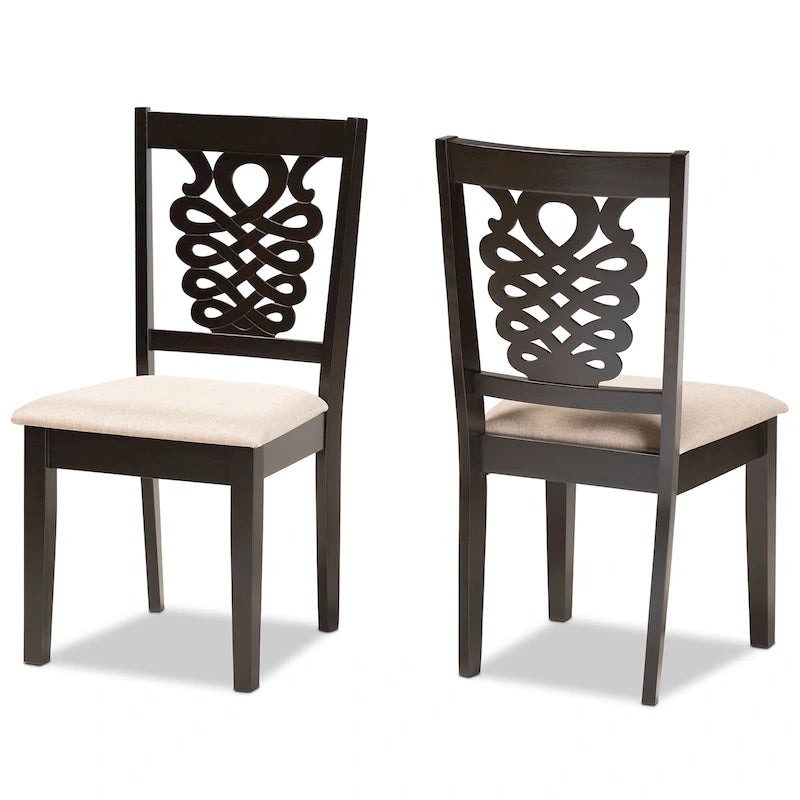 Ensemble de 2 chaises de salle à manger Gervais, style transitionnel, moderne et contemporain