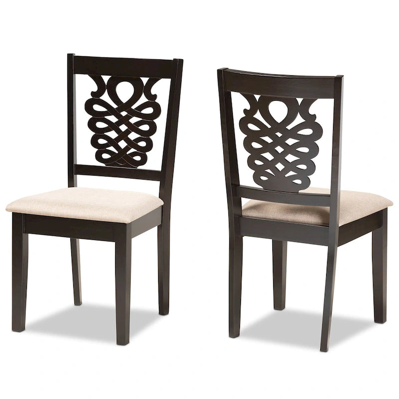 Ensemble de 2 chaises de salle à manger Gervais, style transitionnel, moderne et contemporain
