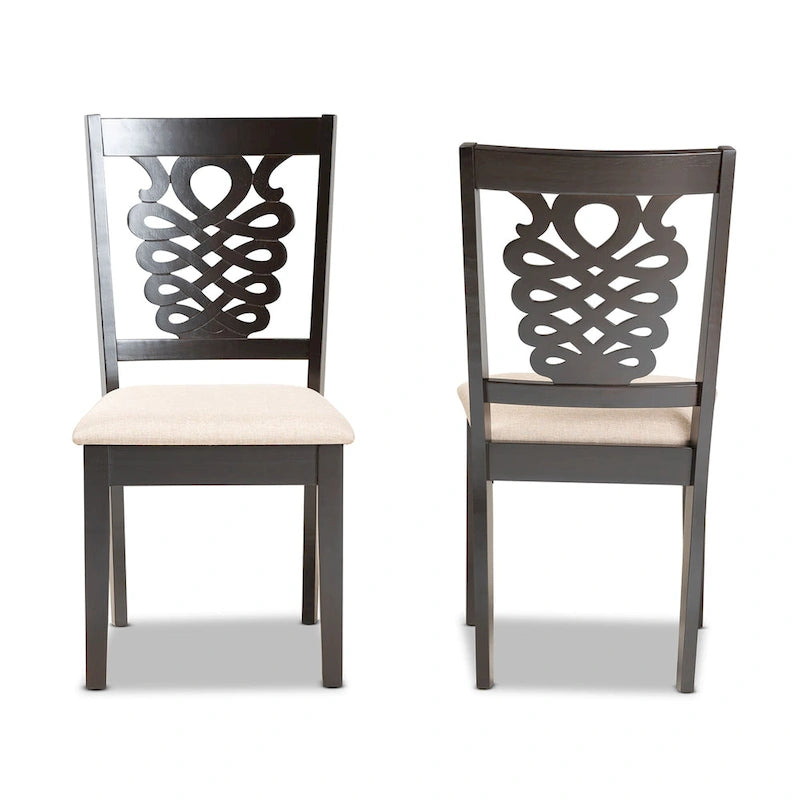 Ensemble de 2 chaises de salle à manger Gervais, style transitionnel, moderne et contemporain
