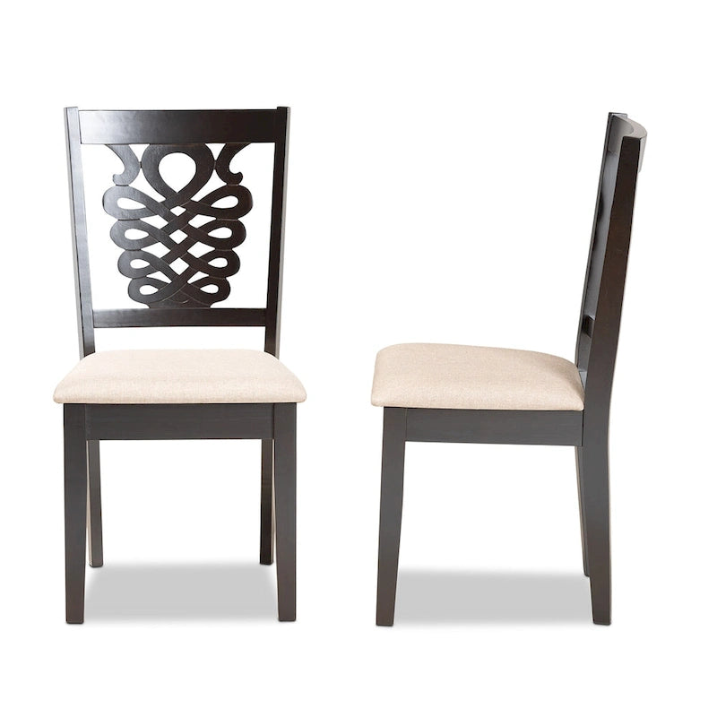 Ensemble de 2 chaises de salle à manger Gervais, style transitionnel, moderne et contemporain