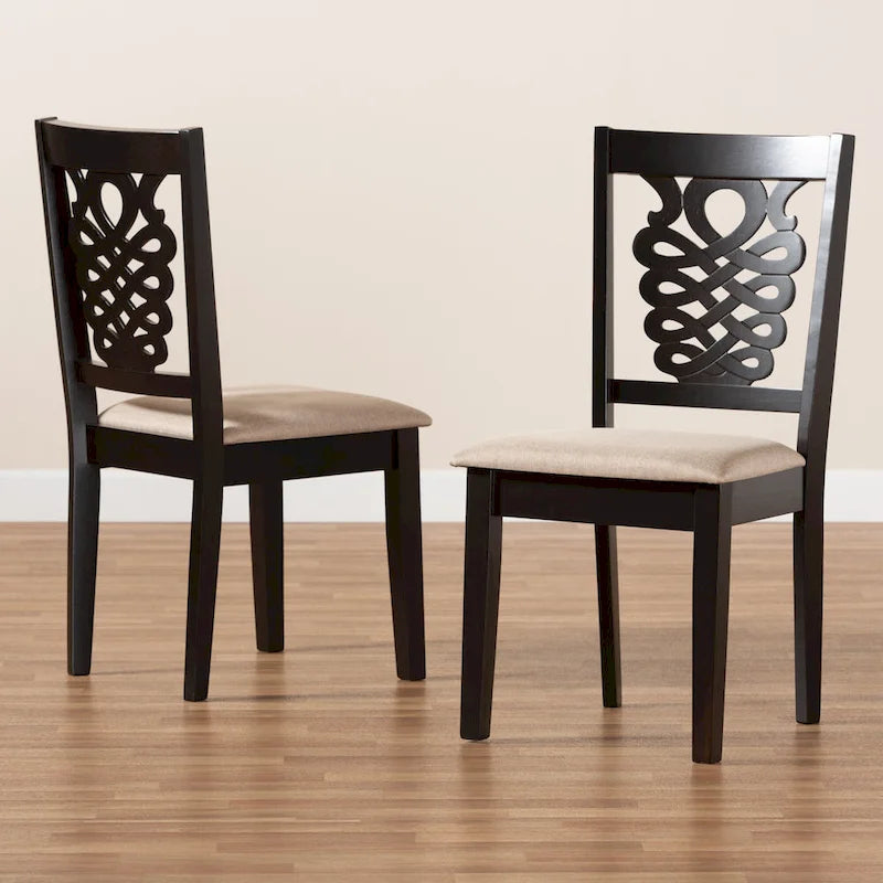 Ensemble de 2 chaises de salle à manger Gervais, style transitionnel, moderne et contemporain