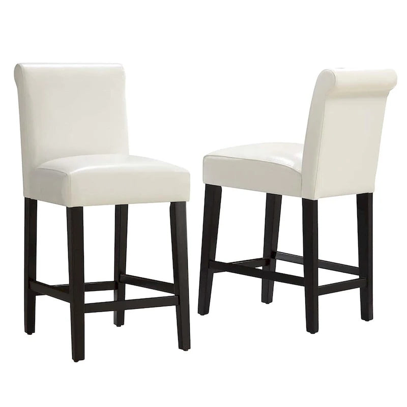 Tabourets de comptoir en similicuir blanc/marron, lot de 2