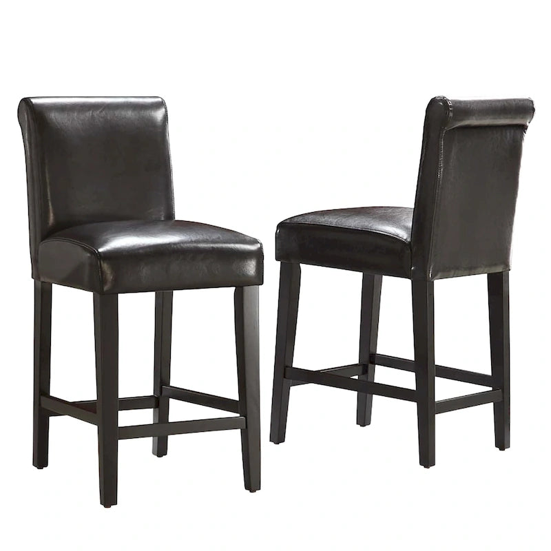 Tabourets de comptoir en similicuir blanc/marron, lot de 2