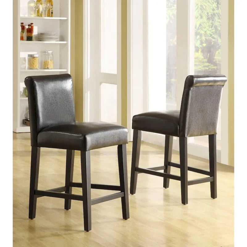 Tabourets de comptoir en similicuir blanc/marron, lot de 2