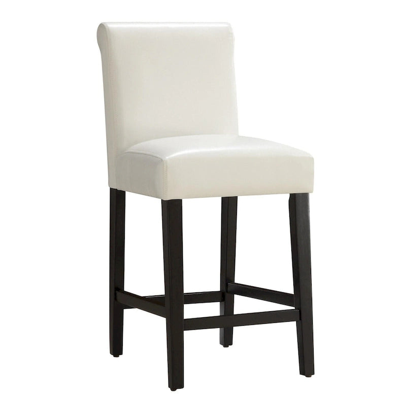 Tabourets de comptoir en similicuir blanc/marron, lot de 2