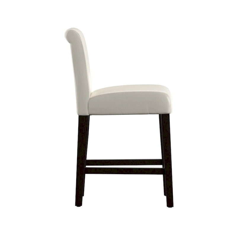 Tabourets de comptoir en similicuir blanc/marron, lot de 2