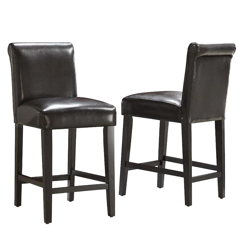 Tabourets de comptoir en similicuir blanc/marron, lot de 2
