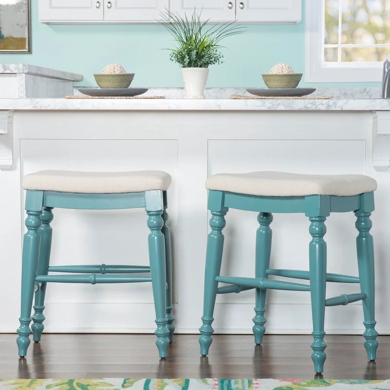 Tabouret de comptoir sans dossier noir/bleu/blanc délavé, une place