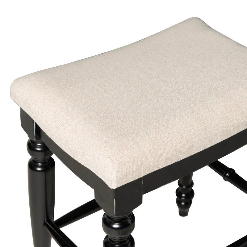 Tabouret de comptoir sans dossier noir/bleu/blanc délavé, une place