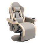 Fauteuil inclinable manuel HOMCOM en cuir PU avec repose-pieds réglable, fonction d'inclinaison à 135°, pivotant à 360°, porte-gobelet