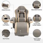 Fauteuil inclinable manuel HOMCOM en cuir PU avec repose-pieds réglable, fonction d'inclinaison à 135°, pivotant à 360°, porte-gobelet