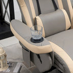 Fauteuil inclinable manuel HOMCOM en cuir PU avec repose-pieds réglable, fonction d'inclinaison à 135°, pivotant à 360°, porte-gobelet
