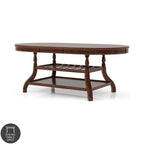 Table de salle à manger ovale extensible cerisier brun, 6 à 8 places