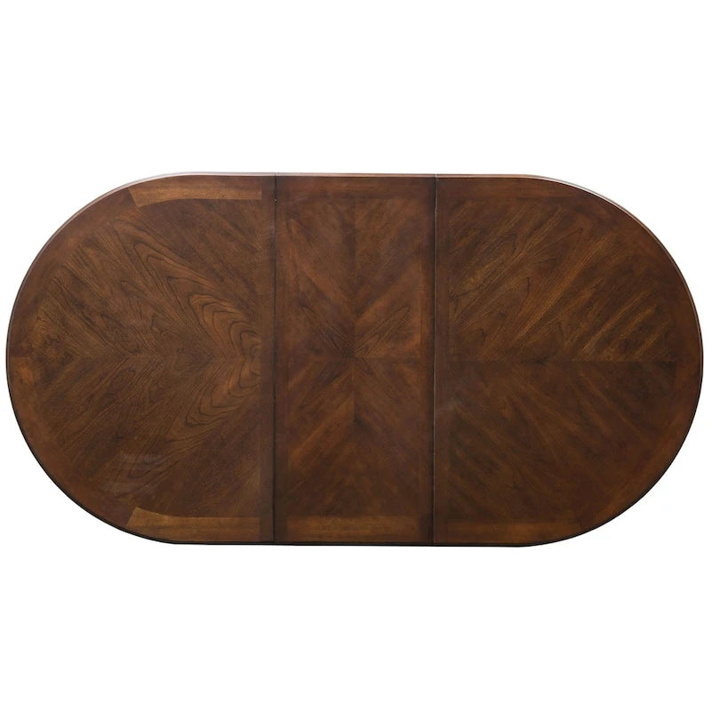 Table de salle à manger ovale extensible cerisier brun, 6 à 8 places