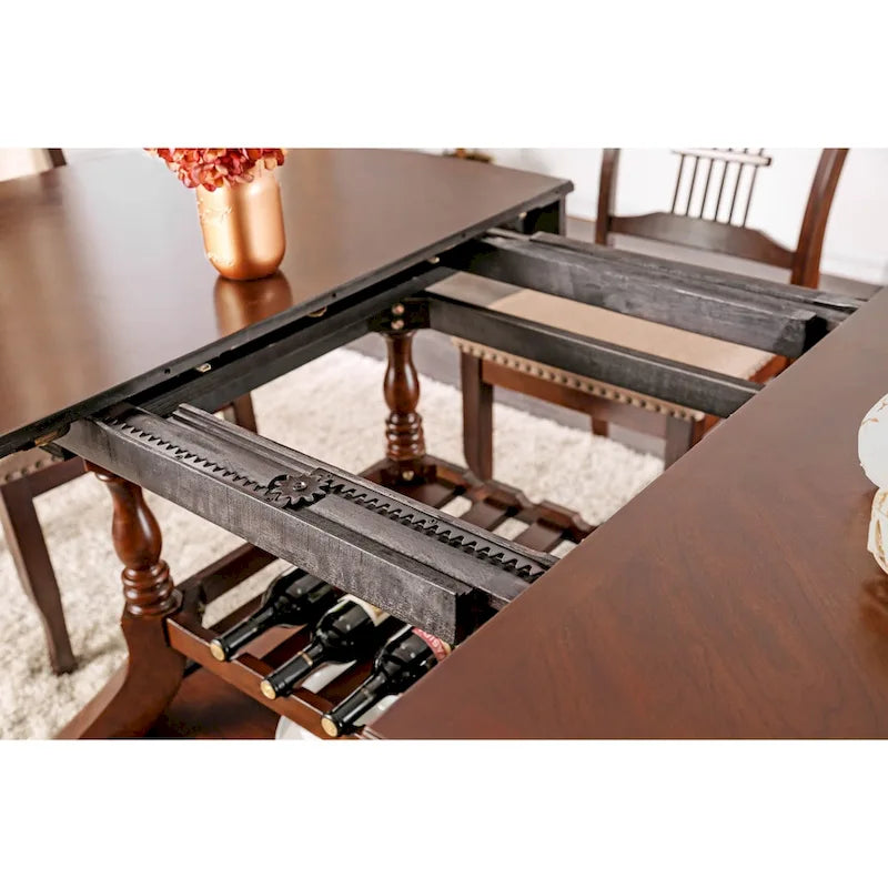 Table de salle à manger ovale extensible cerisier brun, 6 à 8 places