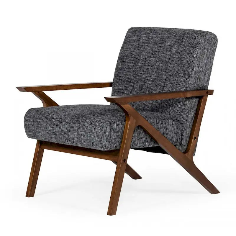 Fauteuil d'appoint gris, style Mid-Century, avec placage en noyer
