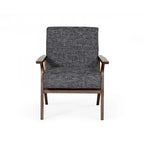 Fauteuil d'appoint gris, style Mid-Century, avec placage en noyer