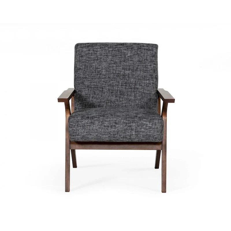 Fauteuil d'appoint gris, style Mid-Century, avec placage en noyer