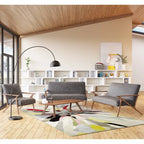 Fauteuil d'appoint gris, style Mid-Century, avec placage en noyer
