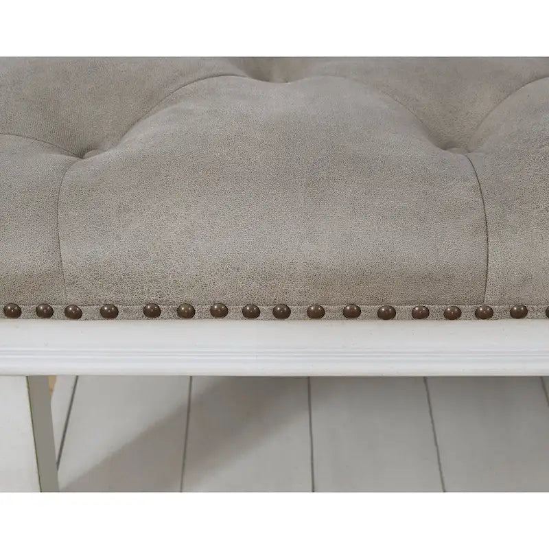 Table basse ottomane carrée blanche avec étagère inférieure, 1 place