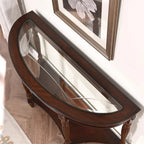 Tables d'appoint en bois massif Tables basses Console avec plateau en verre