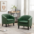 Fauteuil d'appoint baril en similicuir PU vert / café / marron / noir / rouge / crème avec clous décoratifs, lot de 2