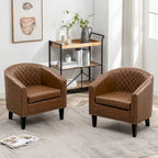 Fauteuil d'appoint baril en similicuir PU vert / café / marron / noir / rouge / crème avec clous décoratifs, lot de 2