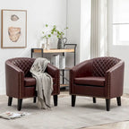 Fauteuil d'appoint baril en similicuir PU vert / café / marron / noir / rouge / crème avec clous décoratifs, lot de 2