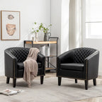 Fauteuil d'appoint baril en similicuir PU vert / café / marron / noir / rouge / crème avec clous décoratifs, lot de 2