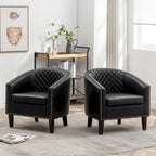Fauteuil d'appoint baril en similicuir PU vert / café / marron / noir / rouge / crème avec clous décoratifs, lot de 2