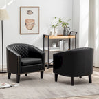 Fauteuil d'appoint baril en similicuir PU vert / café / marron / noir / rouge / crème avec clous décoratifs, lot de 2