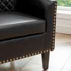 Fauteuil d'appoint baril en similicuir PU vert / café / marron / noir / rouge / crème avec clous décoratifs, lot de 2