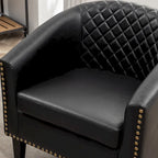 Fauteuil d'appoint baril en similicuir PU vert / café / marron / noir / rouge / crème avec clous décoratifs, lot de 2