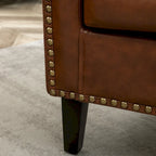 Fauteuil d'appoint baril en similicuir PU vert / café / marron / noir / rouge / crème avec clous décoratifs, lot de 2