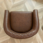 Fauteuil d'appoint baril en similicuir PU vert / café / marron / noir / rouge / crème avec clous décoratifs, lot de 2