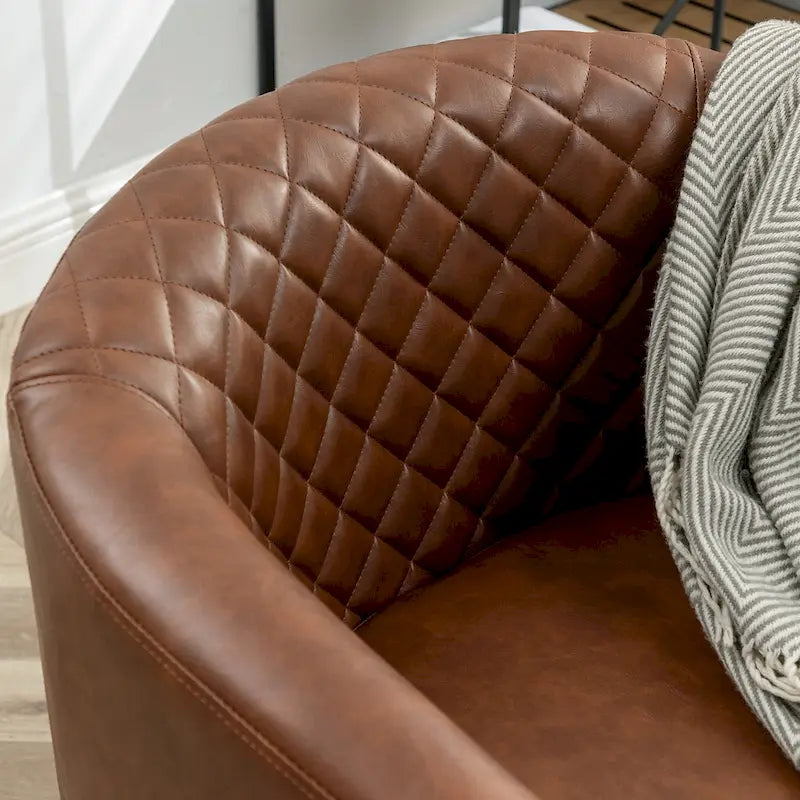 Fauteuil d'appoint baril en similicuir PU vert / café / marron / noir / rouge / crème avec clous décoratifs, lot de 2