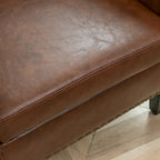 Fauteuil d'appoint baril en similicuir PU vert / café / marron / noir / rouge / crème avec clous décoratifs, lot de 2