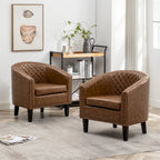 Fauteuil d'appoint baril en similicuir PU vert / café / marron / noir / rouge / crème avec clous décoratifs, lot de 2