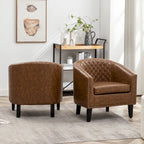 Fauteuil d'appoint baril en similicuir PU vert / café / marron / noir / rouge / crème avec clous décoratifs, lot de 2