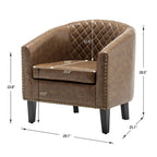 Fauteuil d'appoint baril en similicuir PU vert / café / marron / noir / rouge / crème avec clous décoratifs, lot de 2