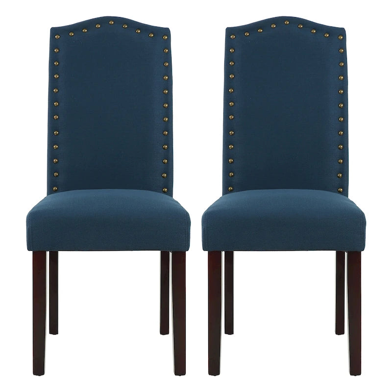 Chaises de salle à manger Parson rembourrées en tissu avec garniture cloutée (Lot de 2)