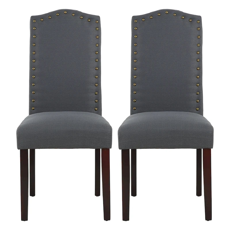 Chaises de salle à manger Parson rembourrées en tissu avec garniture cloutée (Lot de 2)