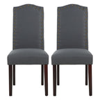 Chaises de salle à manger Parson rembourrées en tissu avec garniture cloutée (Lot de 2)